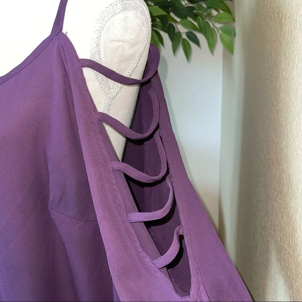Torrid Purple Lattice Sleeve Cut Out Blouse Top Shirt 1X